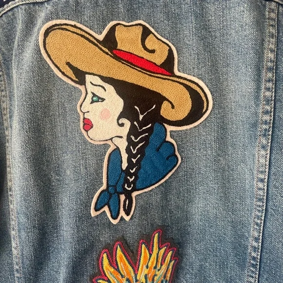 Custom Patch Western Denim Jean Jacket - Picture 11 of 12